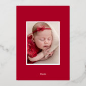 新しいラブフォイルのスクリプト写真の誕生のお知らせ 箔招待状 (裏面)