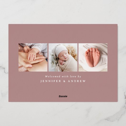 新しいラブフォイルのスクリプト写真の誕生のお知らせ 箔招待状 (裏面)