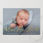 新しいラブフォイルのスクリプト写真の誕生のお知らせ 箔招待状 (正面)