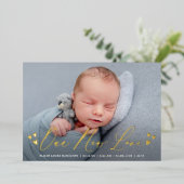 新しいラブフォイルのスクリプト写真の誕生のお知らせ 箔招待状 (立ち正面)