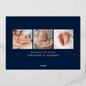 新しいラブフォイルのスクリプト写真の誕生のお知らせ 箔招待状 (裏面)