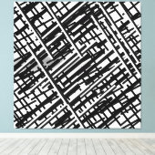 新しいランダムな黒い線デザイン、線、ランダムな線、 キャンバスプリント (インサイチュ (ウッドフロア))