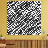 新しいランダムな黒い線デザイン、線、ランダムな線、 キャンバスプリント (インサイチュ (リビング))