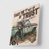 新しいリリースを待つ時間 スクエア壁時計 (傾斜)