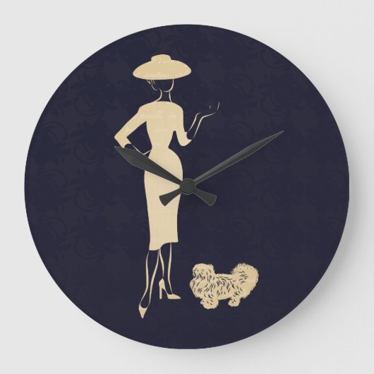 新しいルックヴィンテージ1950年代のファッション ラージ壁時計 (正面)