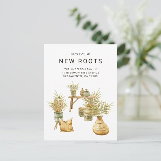 新しいルーツの水の色を動かす植え付け 案内ポストカード (スタンド正面)