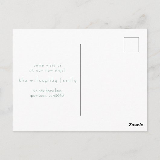 新しいルーツをダウンさせるMoving Announcement w/Photo ポストカード (裏面)