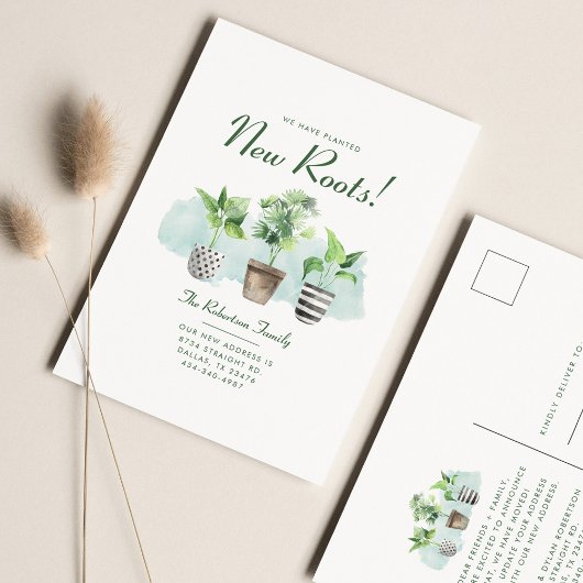 新しいルーツを植え付け新しいアドレスを移動 案内ポストカード