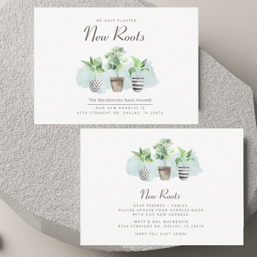 新しいルーツアドレスの変更移動アナウンス ノートカード