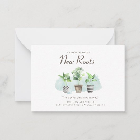 新しいルーツアドレスの変更移動アナウンス ノートカード (正面)