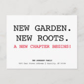 新しいルーツアドレスシンプルのミニマリスト移動 案内ポストカード (正面)