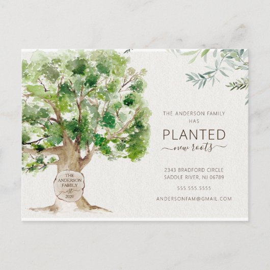 新しいルーツオークの木の移動のお知らせ 案内ポストカード (正面)