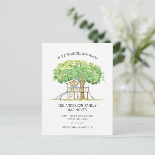 新しいルーツツリーハウスムービングアナウンスメントポストカード 案内ポストカード (スタンド正面)