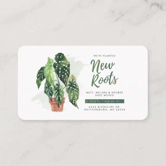 新しいルーツ引っ越しましたシックな動きの発表 名刺 (正面)