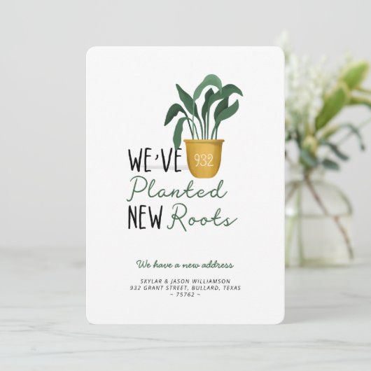 新しいルーツ水彩鉢植え植物を植えた 案内状 (スタンド正面)