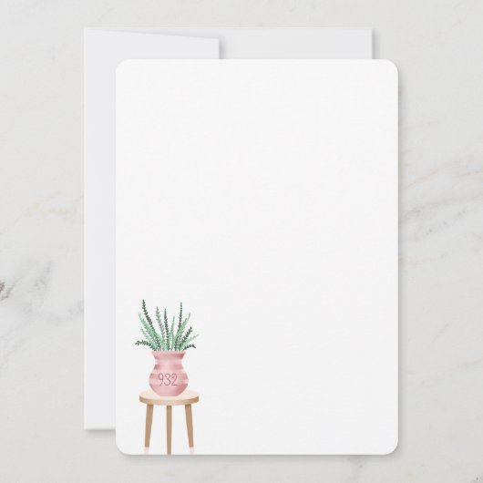 新しいルーツ水彩鉢植え植物を植えた 案内状 (裏面)