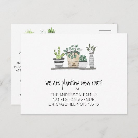 新しいルートの植栽の新しいアドレスの移動 案内ポストカード (正面/裏面)