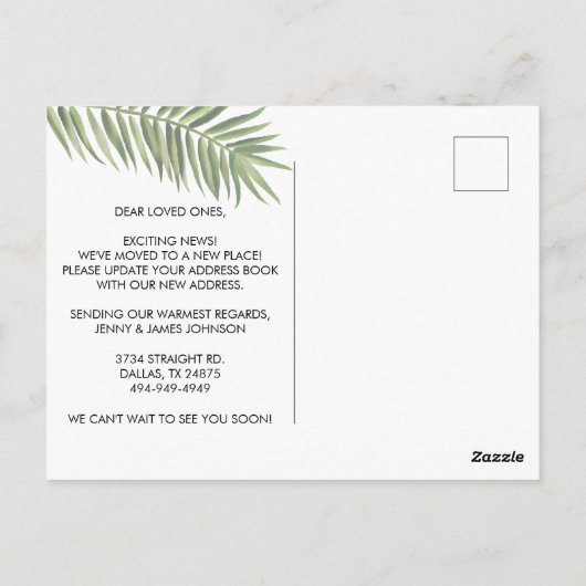 新しいルート新しいアドレス引っ越しました新しいホーム ポストカード (裏面)