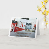 新しいレイクハウス**おめでとう** カード (黄色い花)