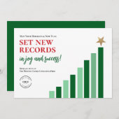 新しいレコードの設定クリスマスツリー企業のグラフ シーズンカード (正面/裏面)