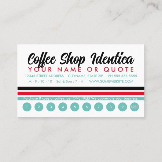 新しいレトロなコーヒーショップロイヤリティパンチカード ロイヤリティカード (裏面)