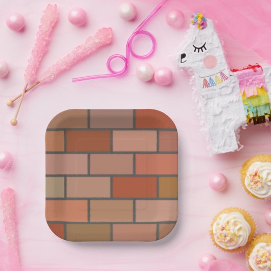 新しいレンガ壁のデザインパターン ペーパープレート (パーティー)