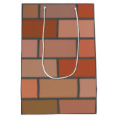 新しいレンガ壁のデザインパターン ミディアムペーパーバッグ (裏面)