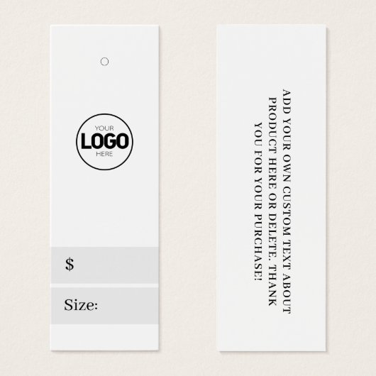 新しいロゴホワイトウェアのサイズ価格つるラベル (正面&裏面)