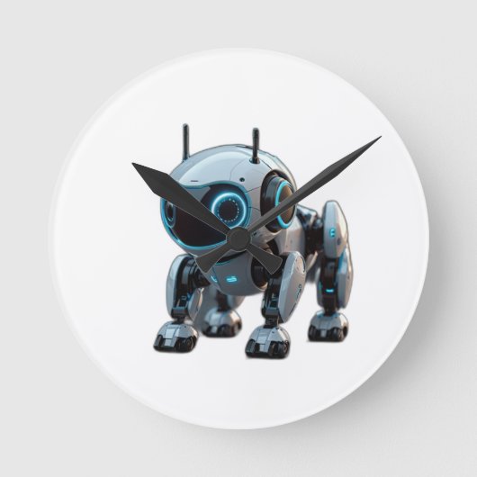 新しいロボット ラウンド壁時計 (正面)