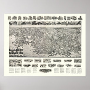 新しいロンドンのCTのパノラマ式の地図- 1911年 ポスター