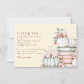 新しい一章がカボチャのブライダルシャワーを始める サンキューカード (正面)