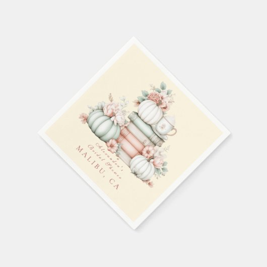 新しい一章がカボチャのブライダルシャワーを始める スタンダードカクテルナプキン (角)