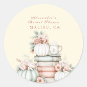 新しい一章がカボチャのブライダルシャワーを始める ラウンドシール (正面)