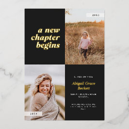 新しい一章が卒業する 箔招待状