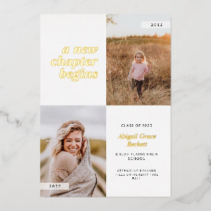 新しい一章が卒業する 箔招待状