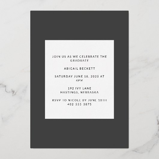 新しい一章が卒業する 箔招待状 (裏面)