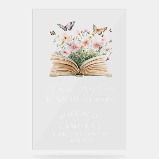 新しい一章が赤ちゃんのシャワーを始めようとしている アクリルサイン (正面)
