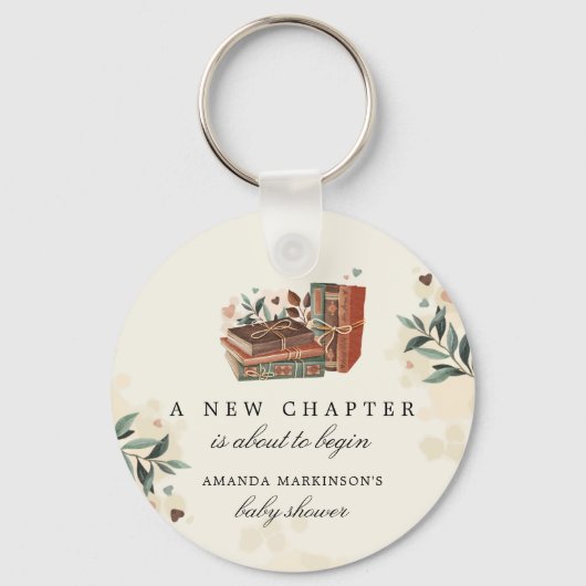 新しい一章が赤ちゃんのシャワーを始めようとしている キーホルダー (裏面)