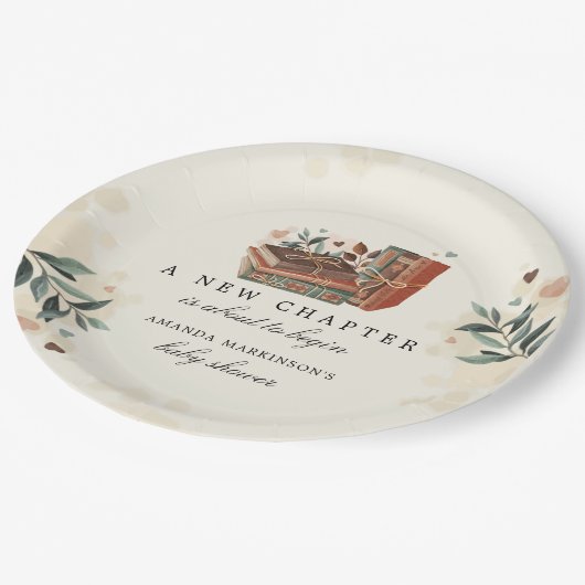 新しい一章が赤ちゃんのシャワーを始めようとしている ペーパープレート (アングル)