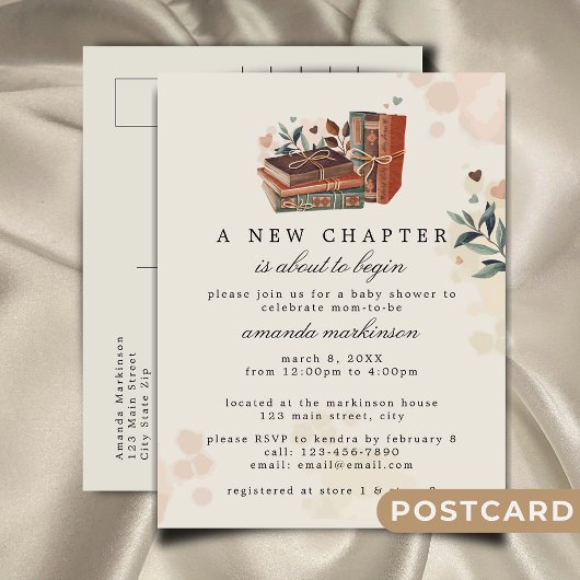 新しい一章が赤ちゃんのシャワーを始めようとしている ポストカード