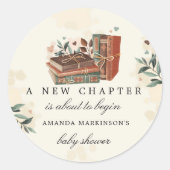 新しい一章が赤ちゃんのシャワーを始めようとしている ラウンドシール (正面)