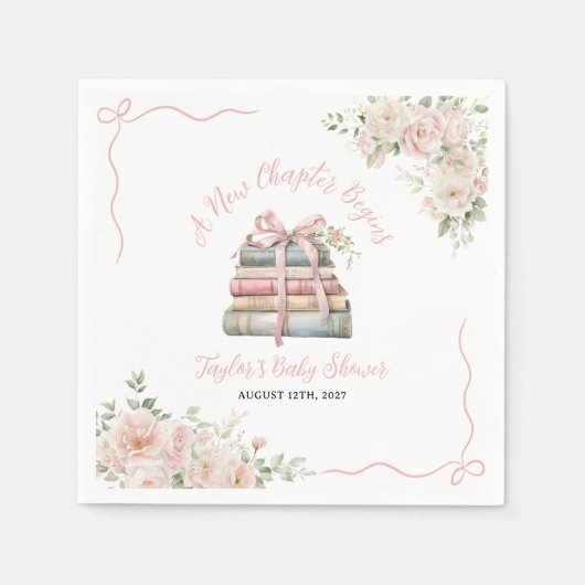 新しい一章で赤ん坊のシャワーが始まる スタンダードカクテルナプキン (正面)
