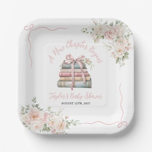新しい一章で赤ん坊のシャワーが始まる ペーパープレート (正面)