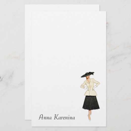 新しい一見-ファッションのTresのシックな静止した 便箋 (正面/裏面)