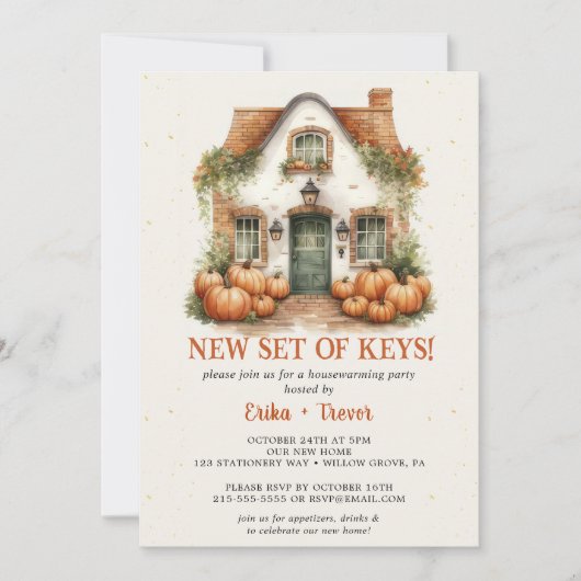 新しい一連の鍵引っ越し祝いパーティーハローウィンパーティ 招待状 (正面)