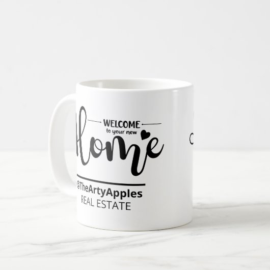 新しい不動産代理店の実在販売へようこそ コーヒーマグカップ (正面左)