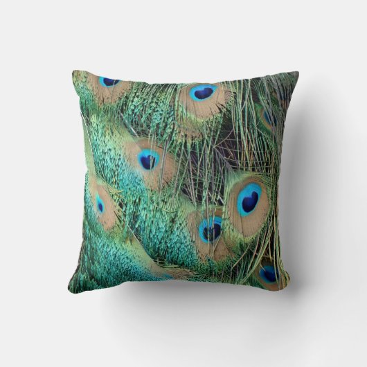 新しい不機嫌を用いる美しい孔雀の羽 クッション (裏面)