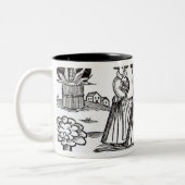 新しい世界のために出発している巡礼者 ツートーンマグカップ (左)