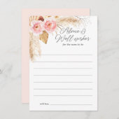 新しい両親のためのアドバイスボホピンクフローラパンパ アドバイスカード (正面/裏面)