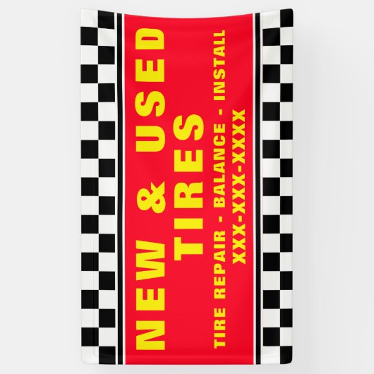 新しい中古タイヤをカスタマイズして販売ショップ 横断幕 (縦)